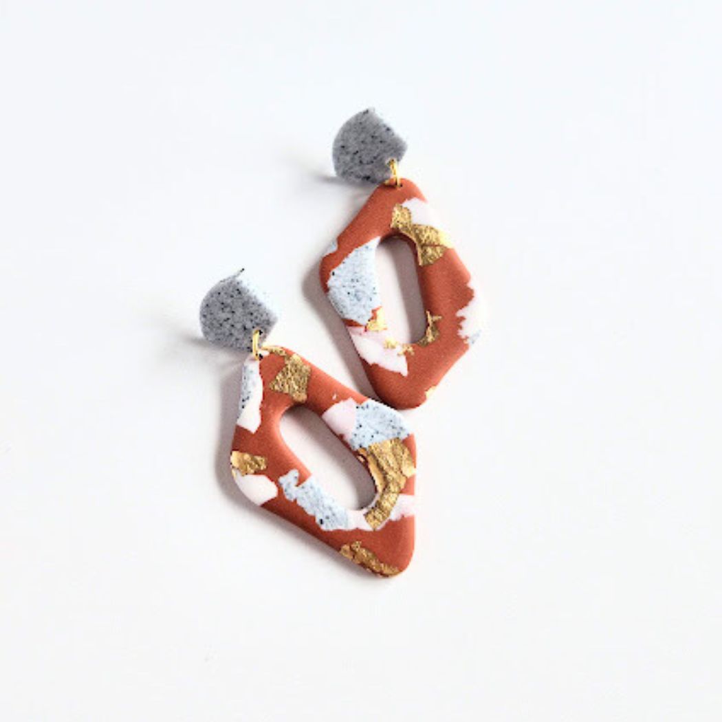 The Alissander Polymer Clay Dangle Earrings in Terracotta