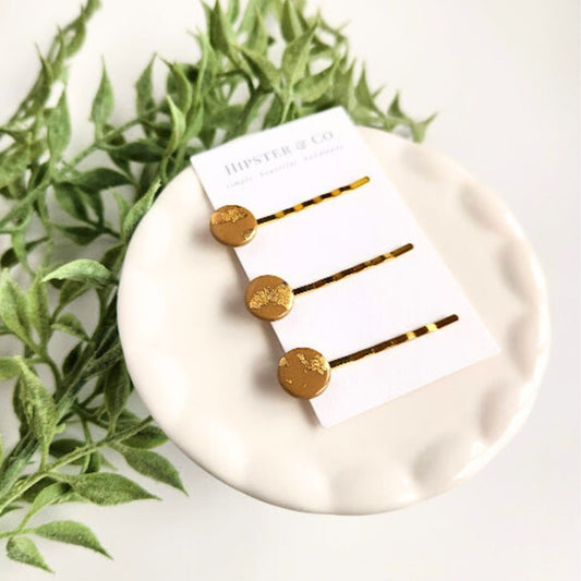 Brown and Gold Hair Pin Set - Decorative Hair Accessory