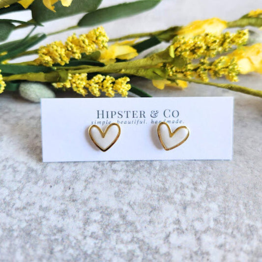 White Polymer Clay and Metal Stud Earrings