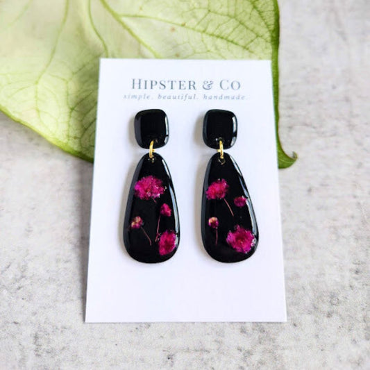 Teardrop Floral Polymer Clay Earrings