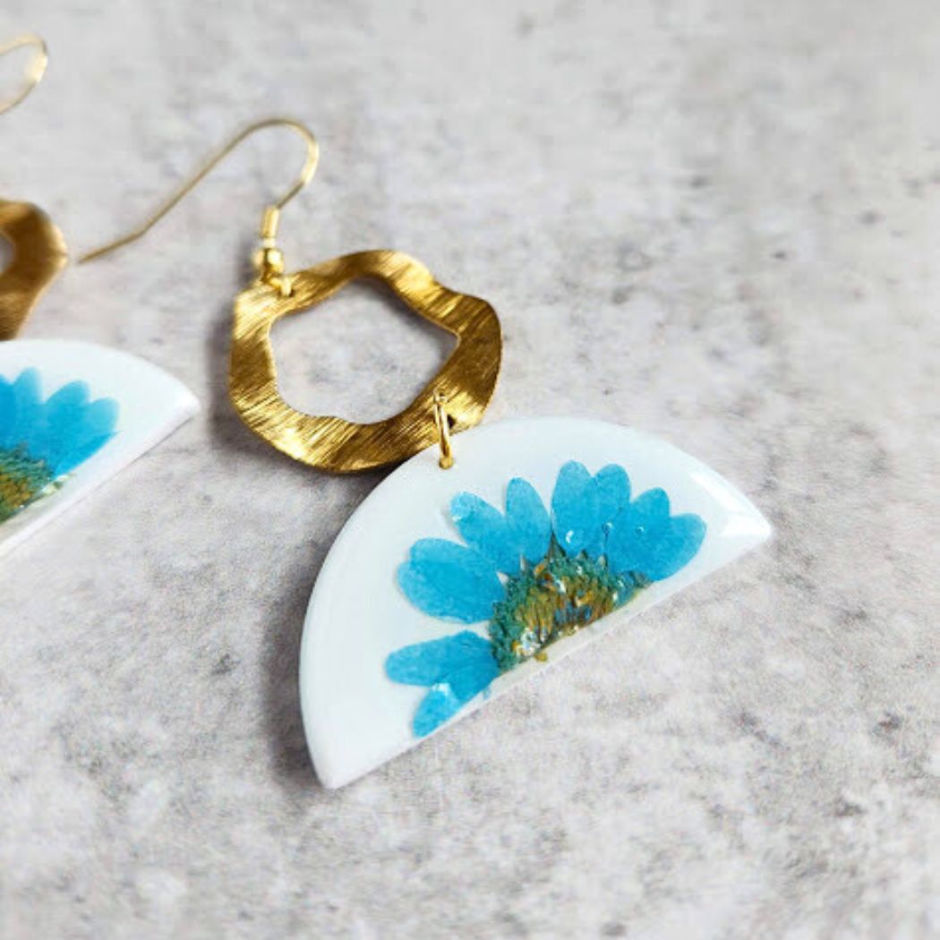 Geometric Floral Polymer Clay Earrings