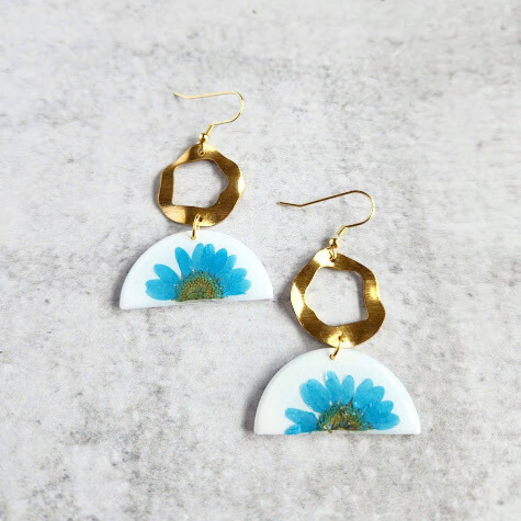 Geometric Floral Polymer Clay Earrings