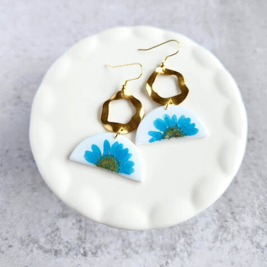 Geometric Floral Polymer Clay Earrings