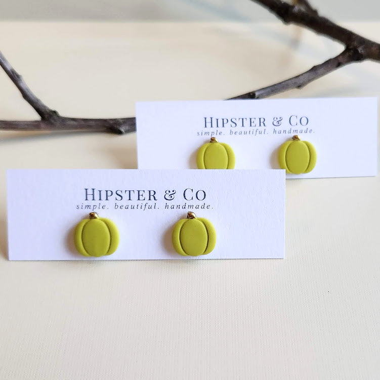 Citron Pumpkin Polymer Clay Stud Earrings