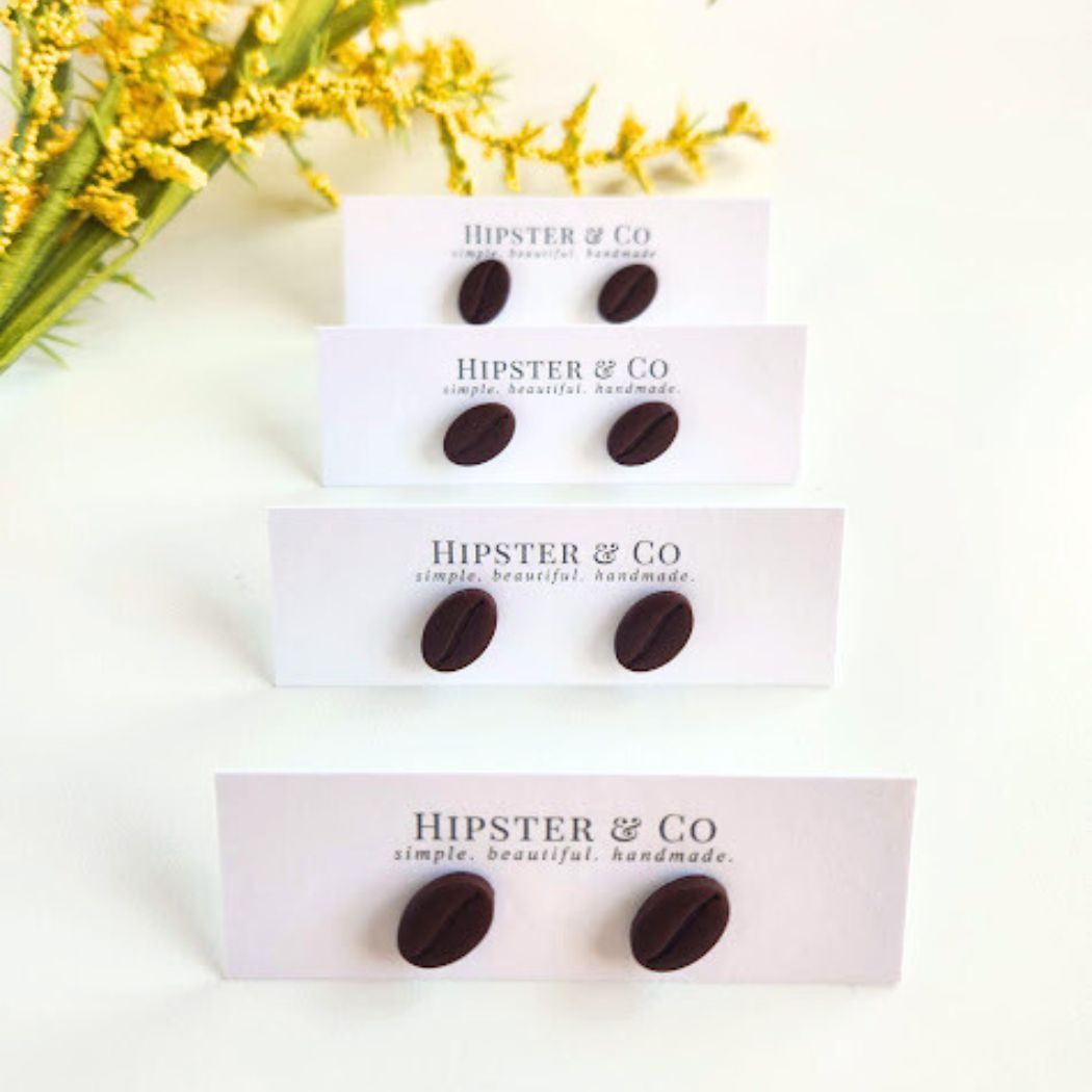 Coffee Bean Polymer Clay Stud Earrings