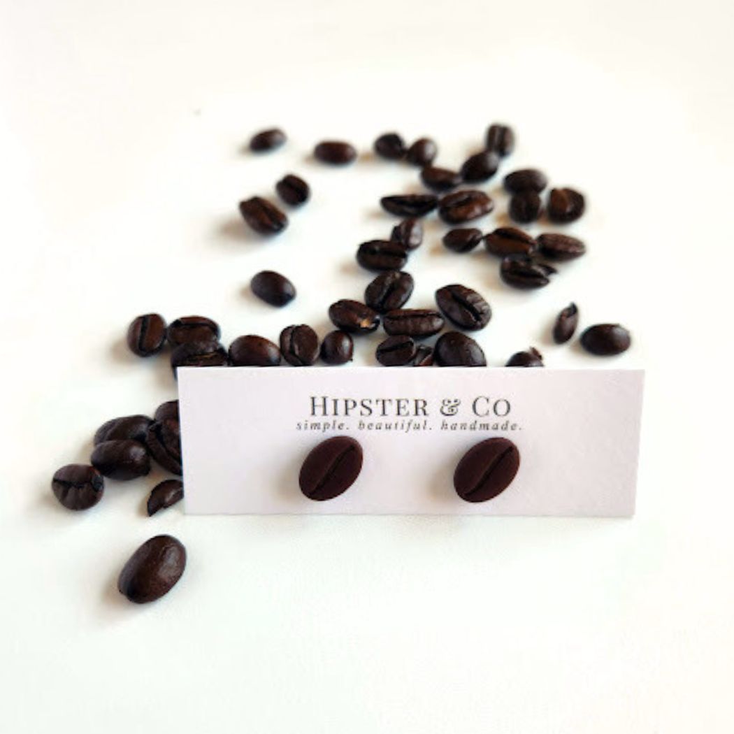 Coffee Bean Polymer Clay Stud Earrings