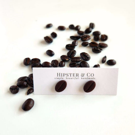 Coffee Bean Polymer Clay Stud Earrings