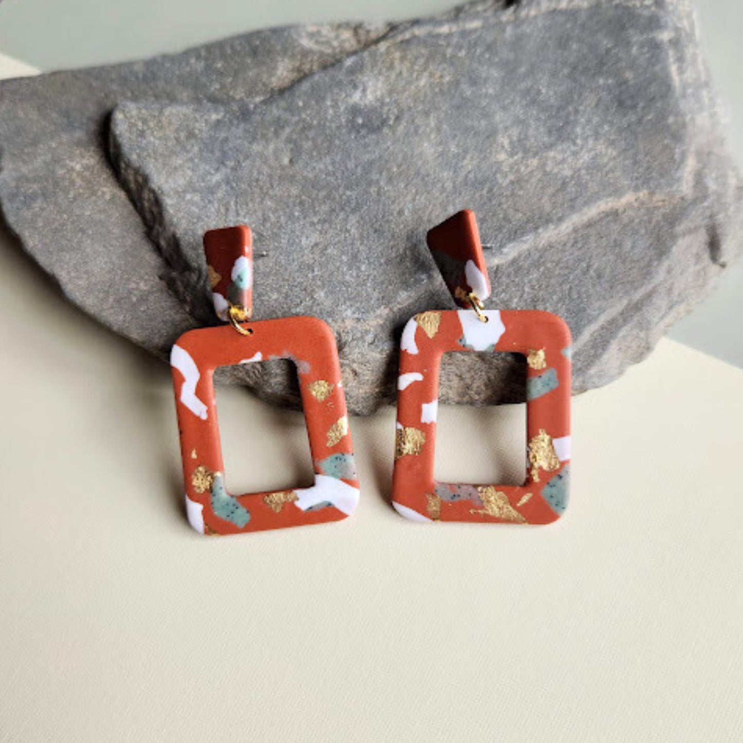 The Dannemart Polymer Clay Dangle Earrings in Terracotta