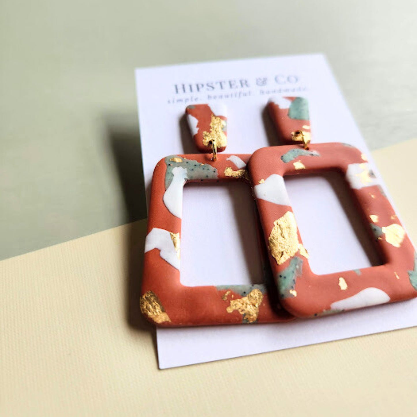 The Dannemart Polymer Clay Dangle Earrings in Terracotta