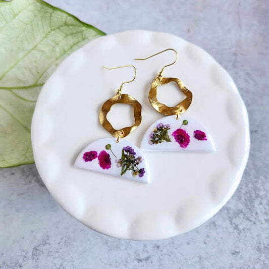 Geometric Floral Polymer Clay Earrings