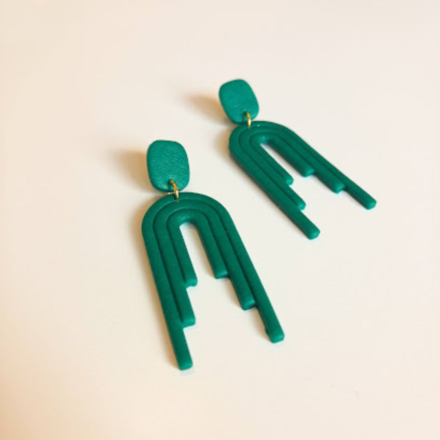 Green Dangle Polymer Clay Earrings