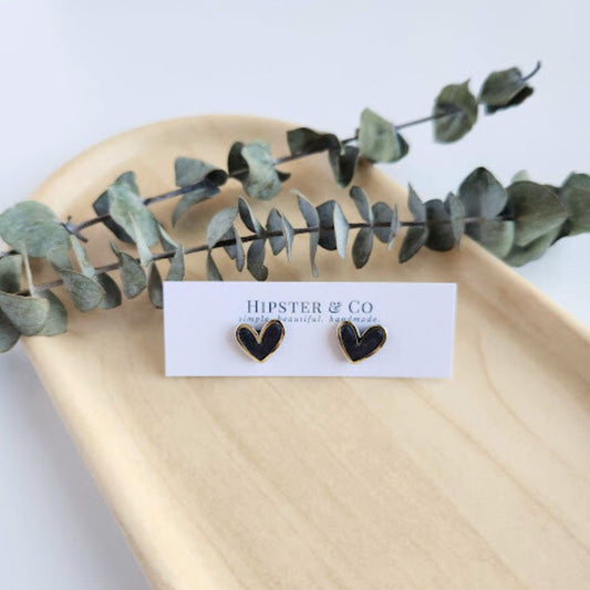 Slate Grey Polymer Clay and Brass Stud Earrings