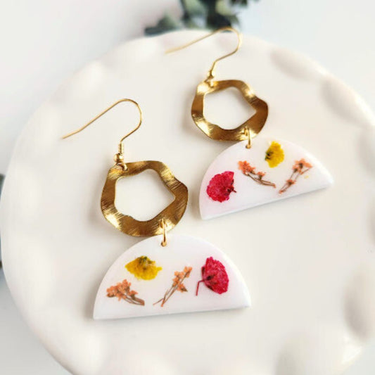 Geometric Floral Polymer Clay Earrings