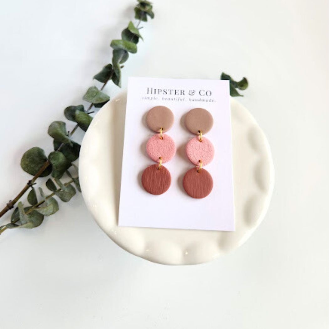 Pink Ombre Geometric Dangle Earring - The Pierre