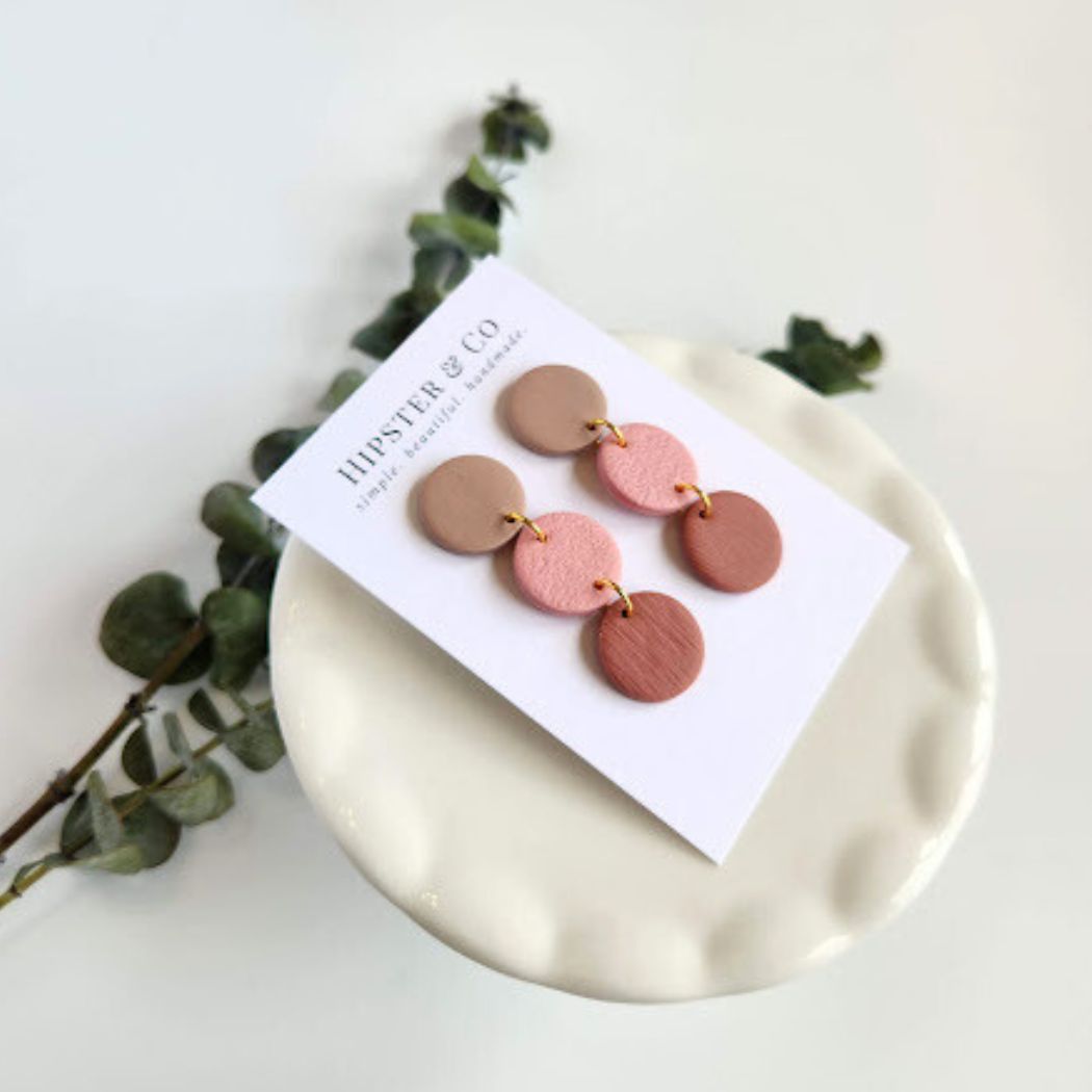 Pink Ombre Geometric Dangle Earring - The Pierre