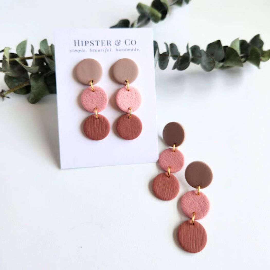 Pink Ombre Geometric Dangle Earring - The Pierre