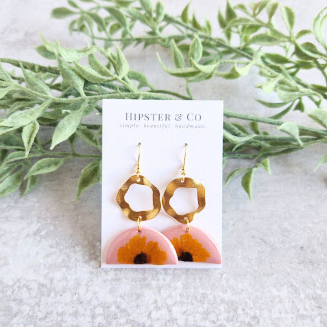 Geometric Floral Polymer Clay Earrings