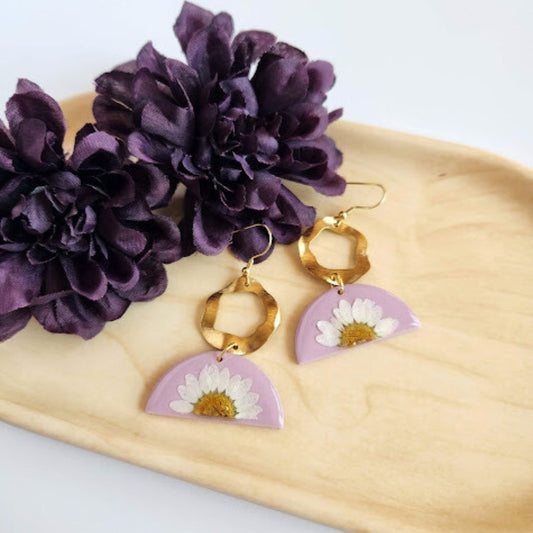 Geometric Floral Polymer Clay Earrings