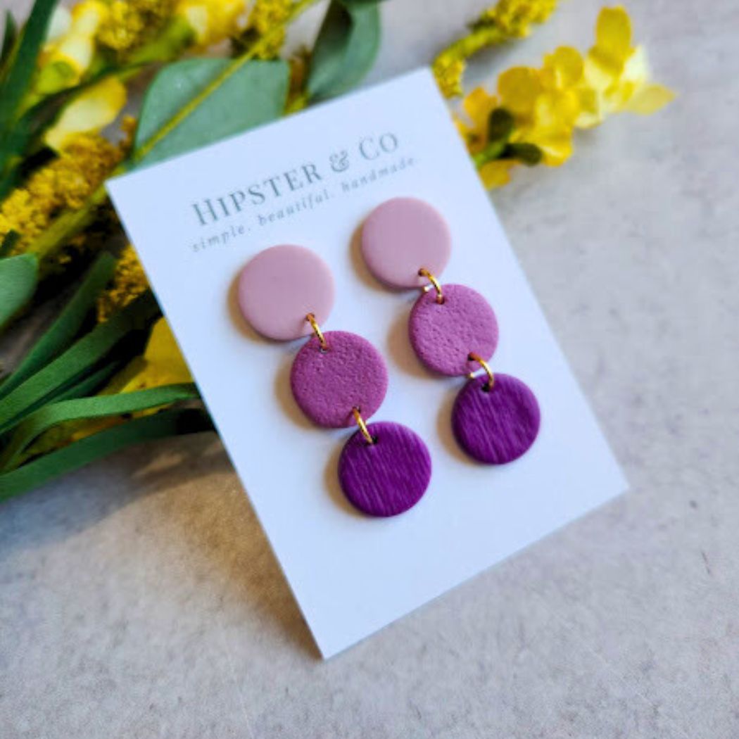 Purple Ombre Geometric Dangle Earring - The Pierre