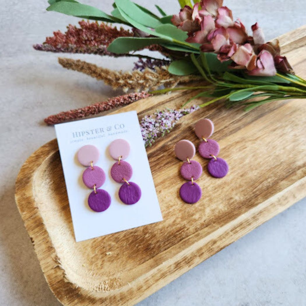 Purple Ombre Geometric Dangle Earring - The Pierre