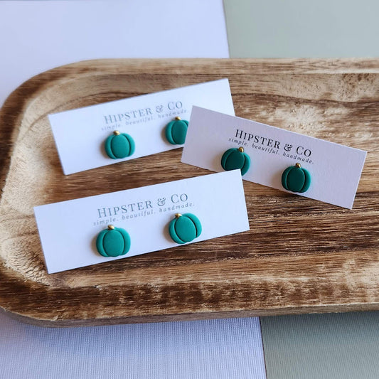 Jade Pumpkin Polymer Clay Stud Earrings