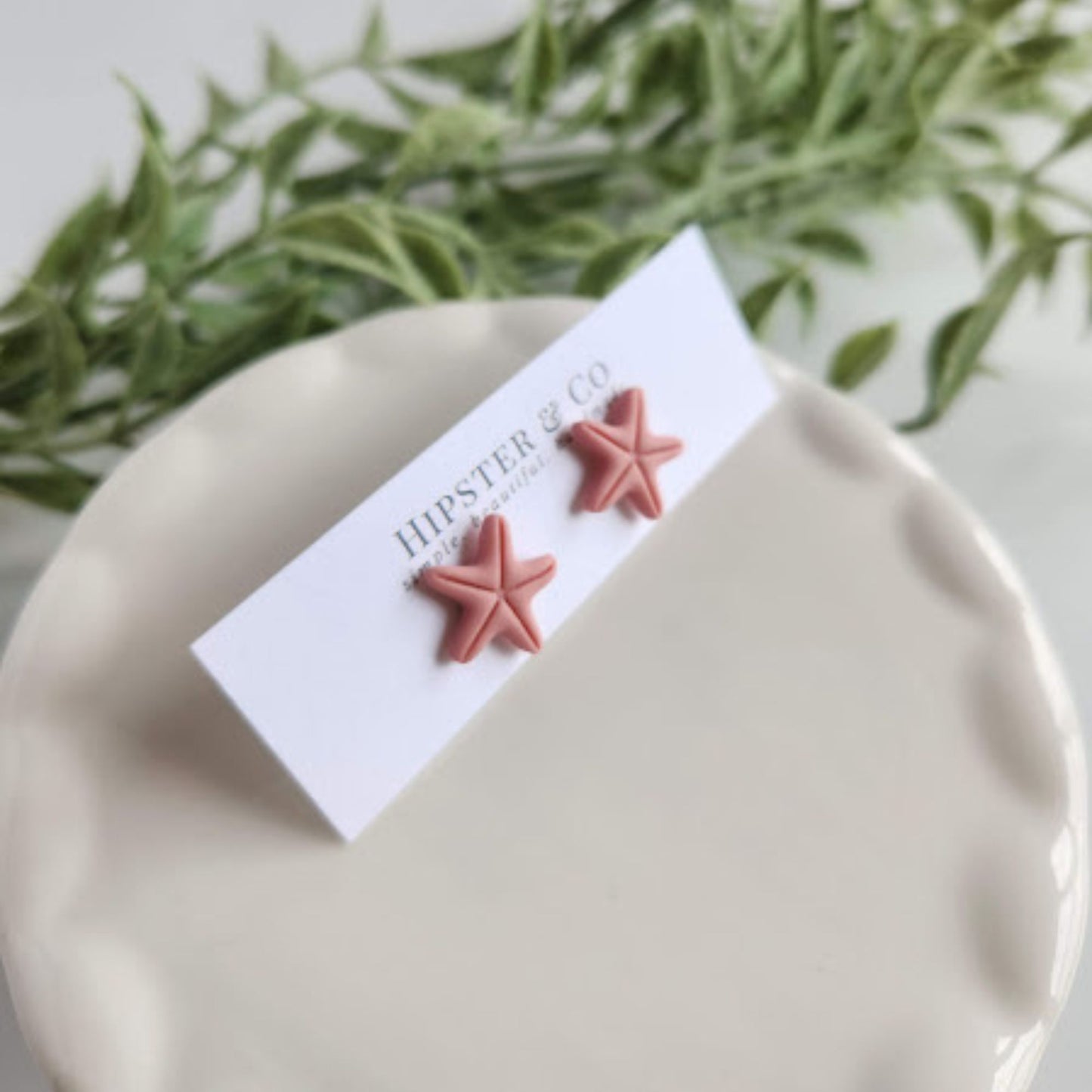 Pink Starfish Polymer Clay Stud Earrings