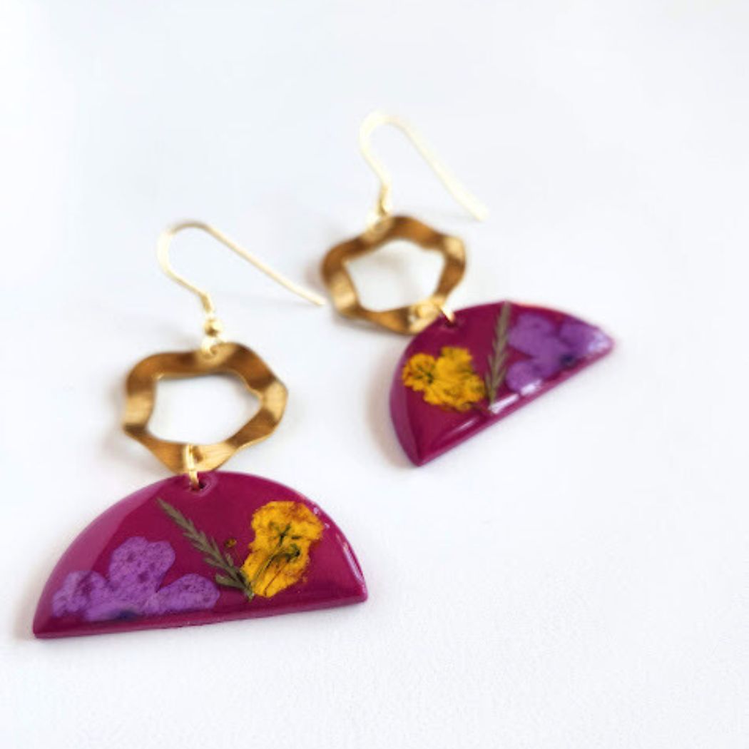 Geometric Floral Polymer Clay Earrings