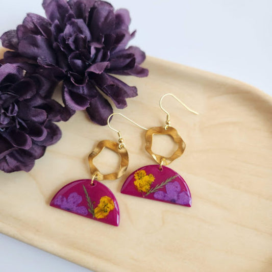 Geometric Floral Polymer Clay Earrings