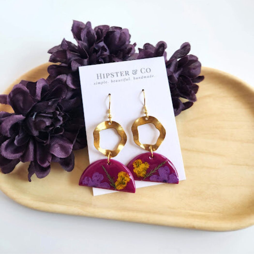 Geometric Floral Polymer Clay Earrings