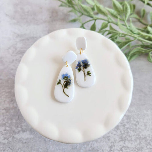 Teardrop Floral Polymer Clay Earrings