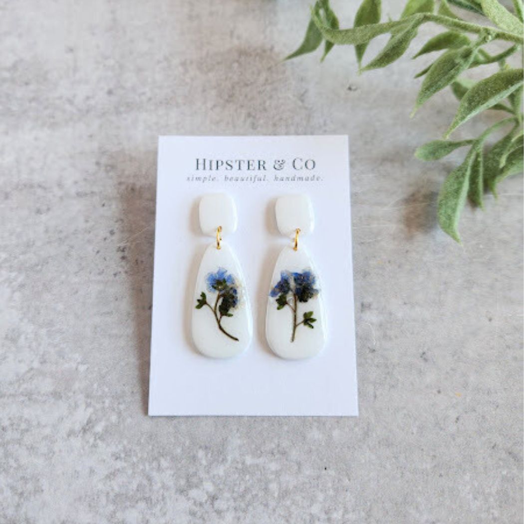 Teardrop Floral Polymer Clay Earrings
