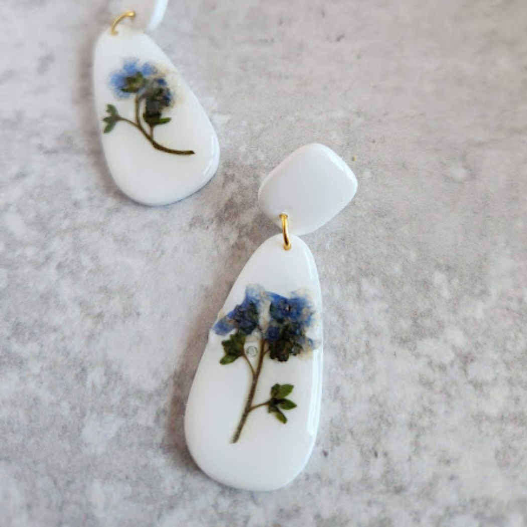 Teardrop Floral Polymer Clay Earrings