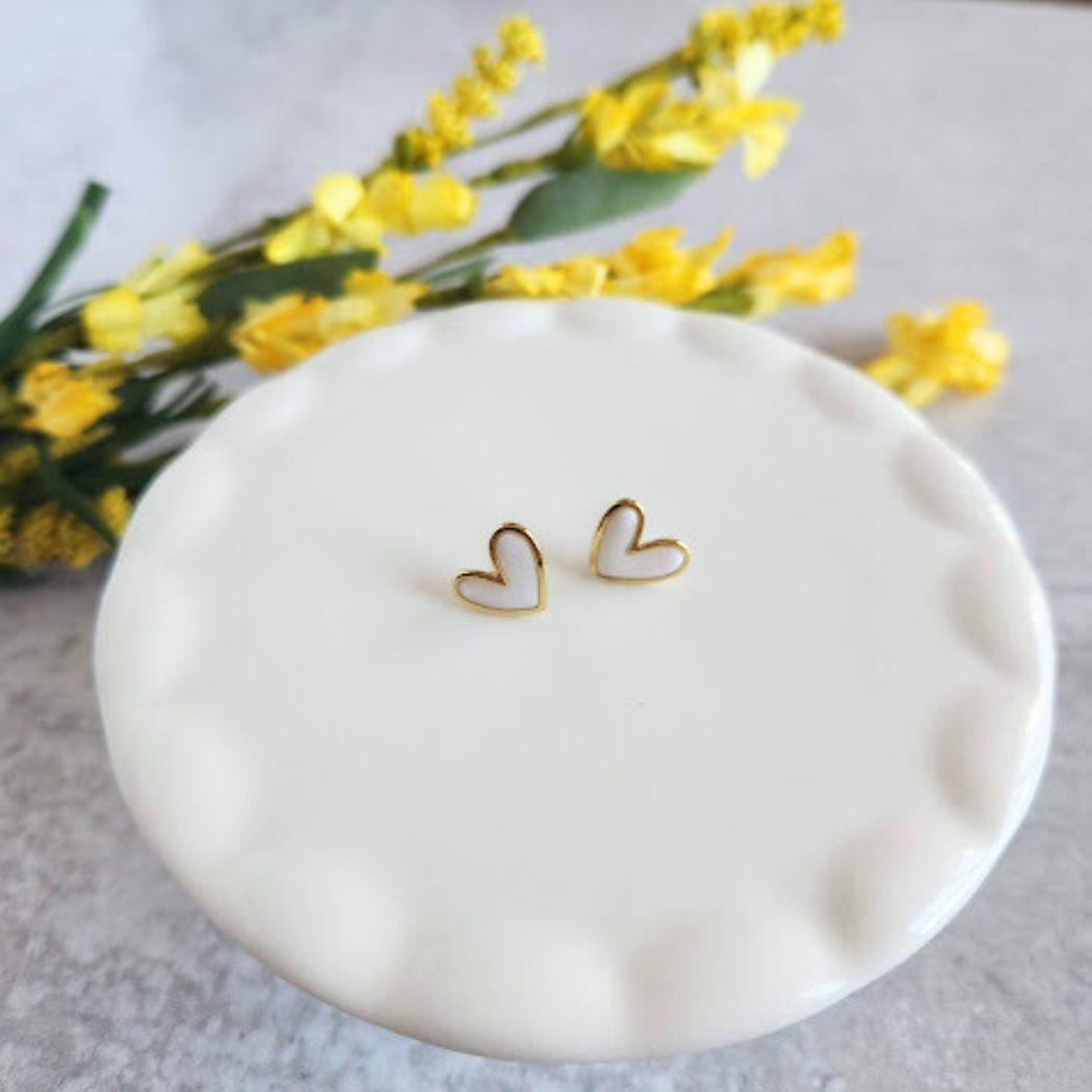 White Polymer Clay and Metal Stud Earrings