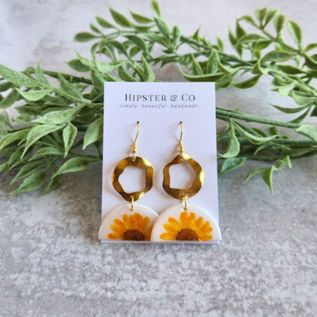 Geometric Floral Polymer Clay Earrings