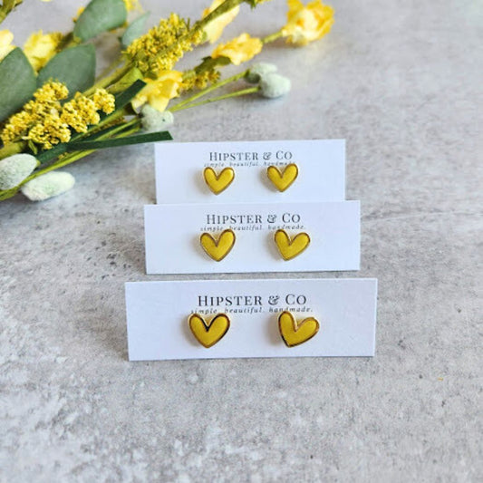 Yellow Polymer Clay and Metal Stud Earrings