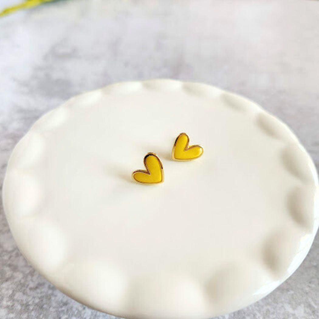 Yellow Polymer Clay and Metal Stud Earrings