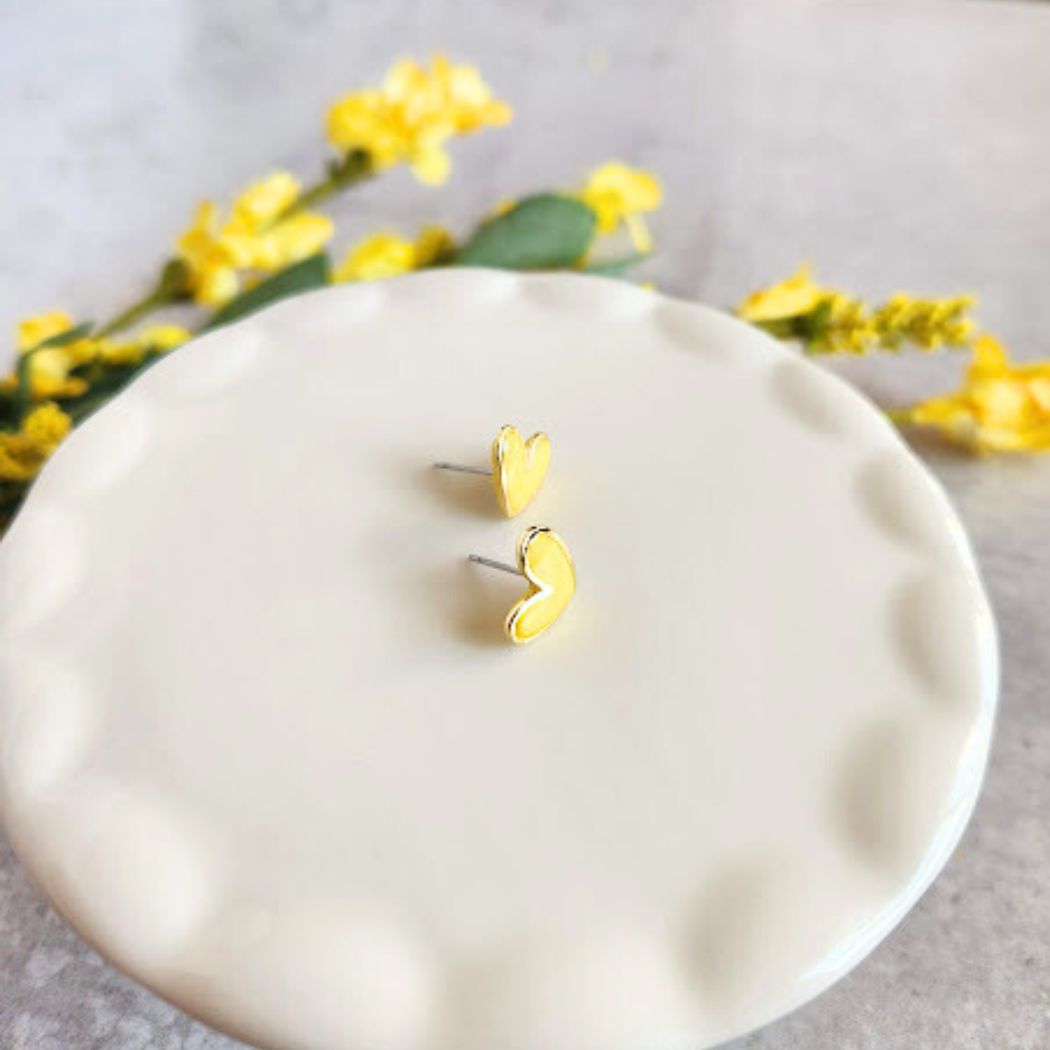 Yellow Polymer Clay and Metal Stud Earrings