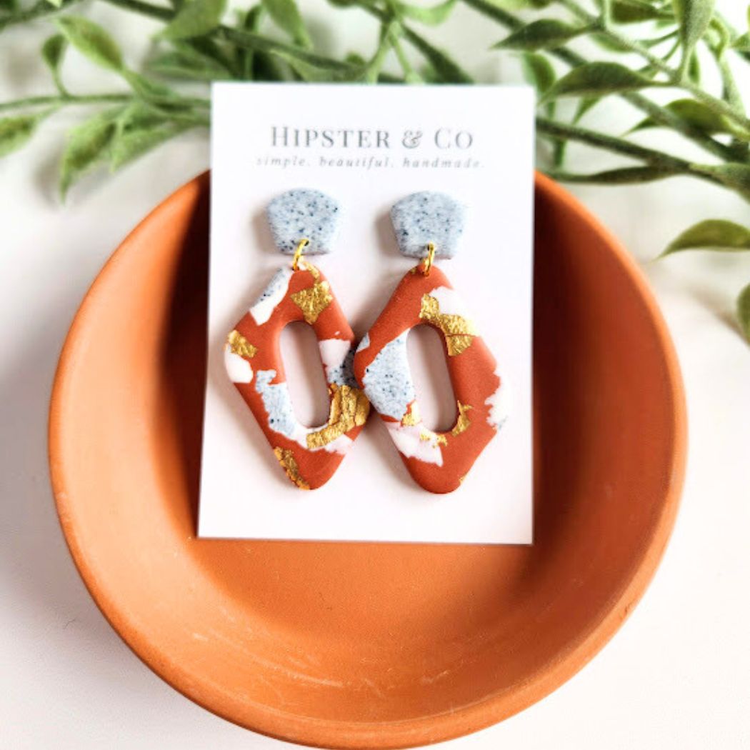 The Alissander Polymer Clay Dangle Earrings in Terracotta