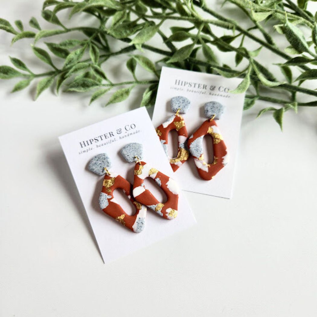 The Alissander Polymer Clay Dangle Earrings in Terracotta