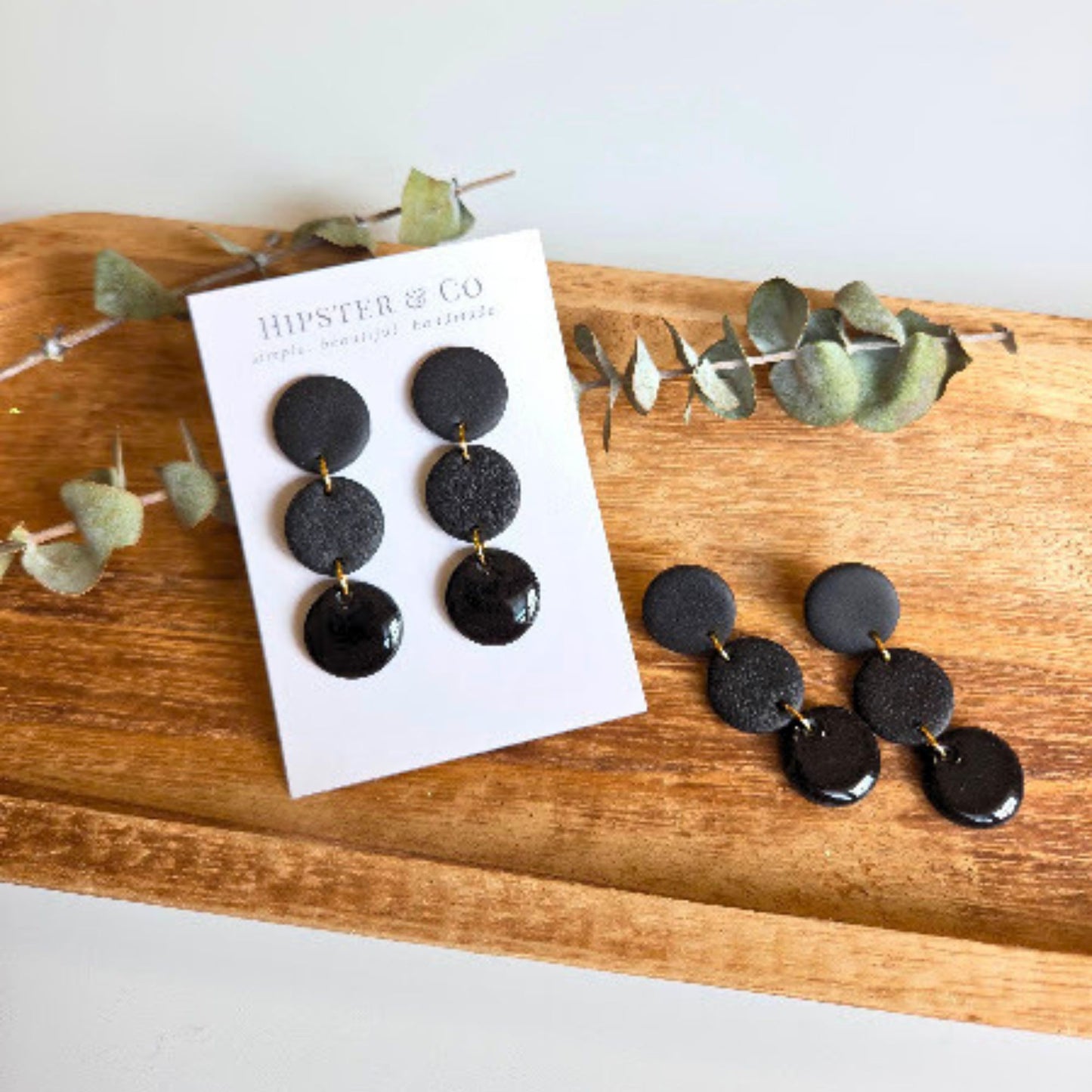 Black Geometric Dangle Earring - The Pierre