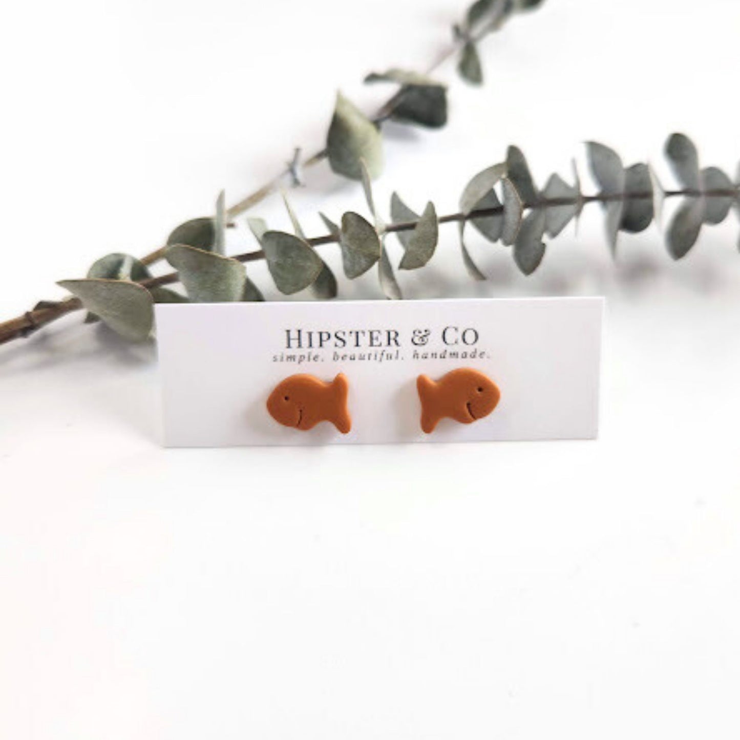 Gold Fish Polymer Clay Stud Earrings