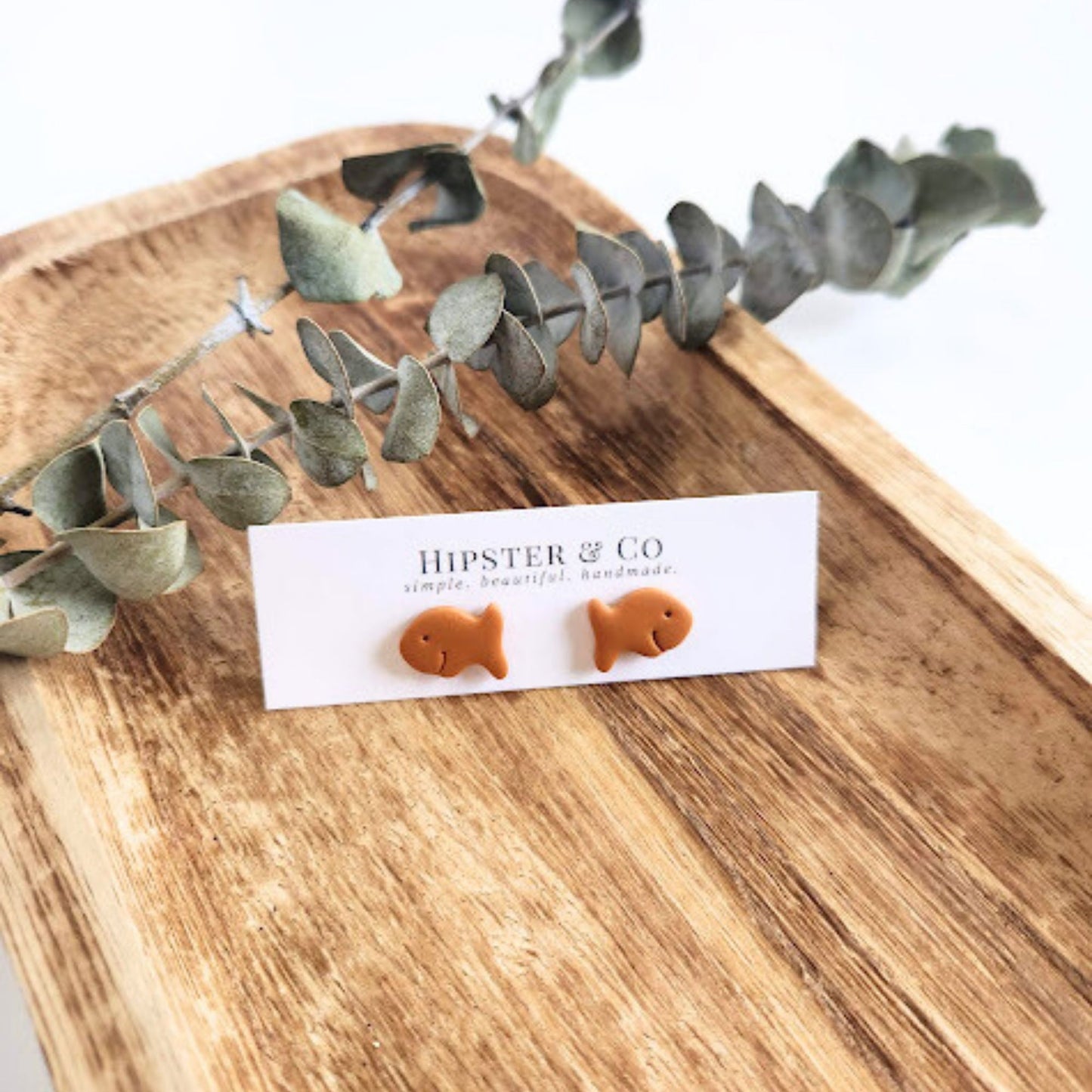 Gold Fish Polymer Clay Stud Earrings