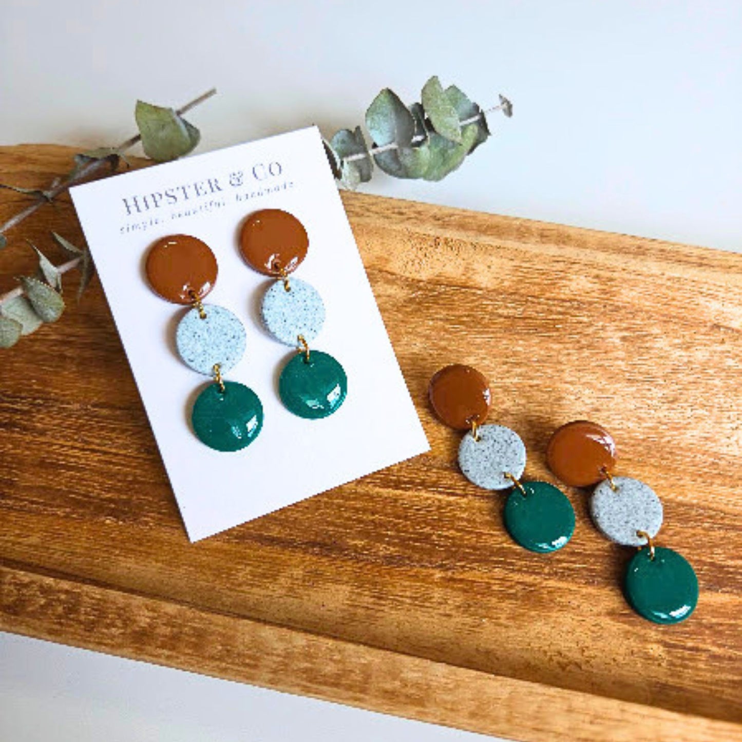 Green Natural Geometric Dangle Earring - The Pierre