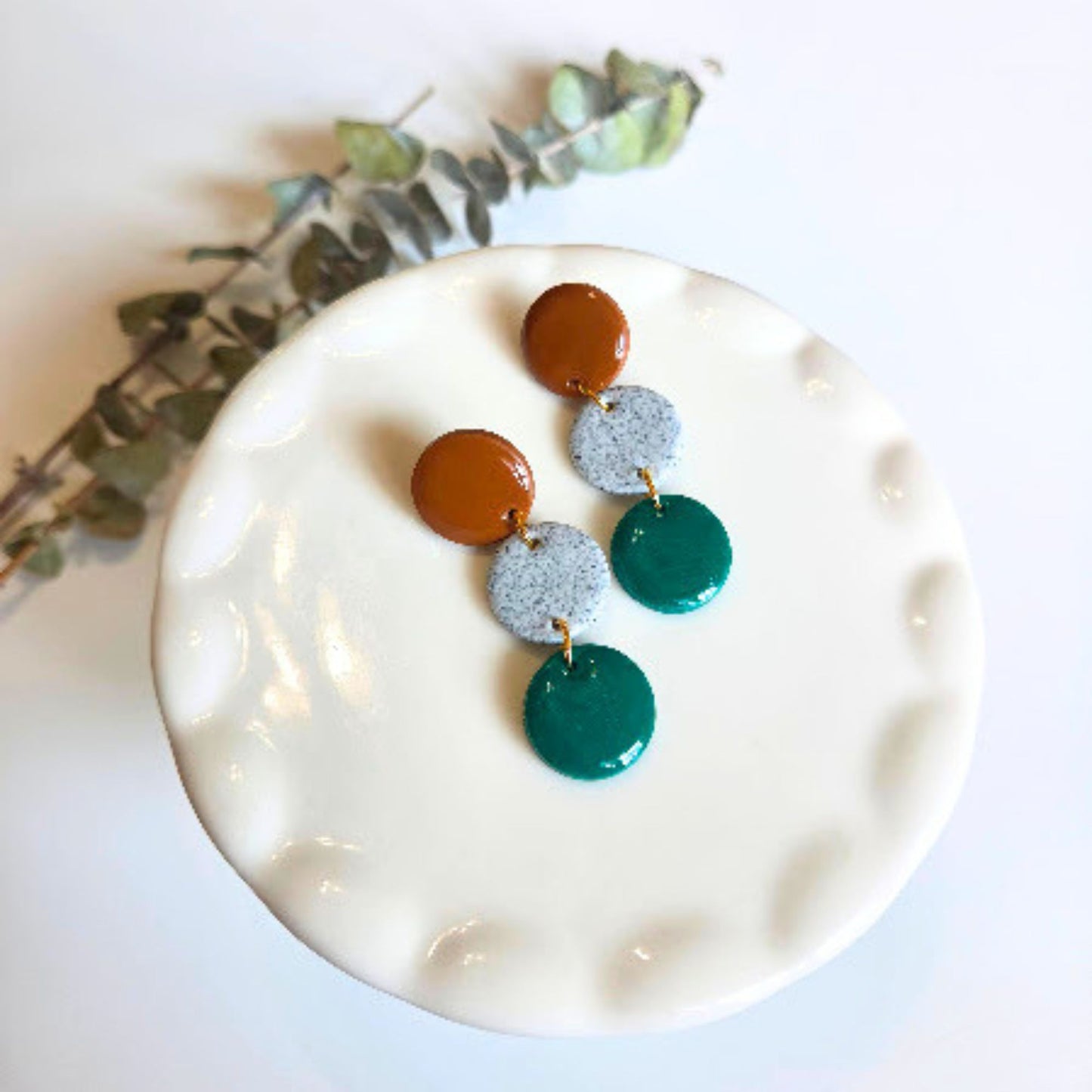 Green Natural Geometric Dangle Earring - The Pierre