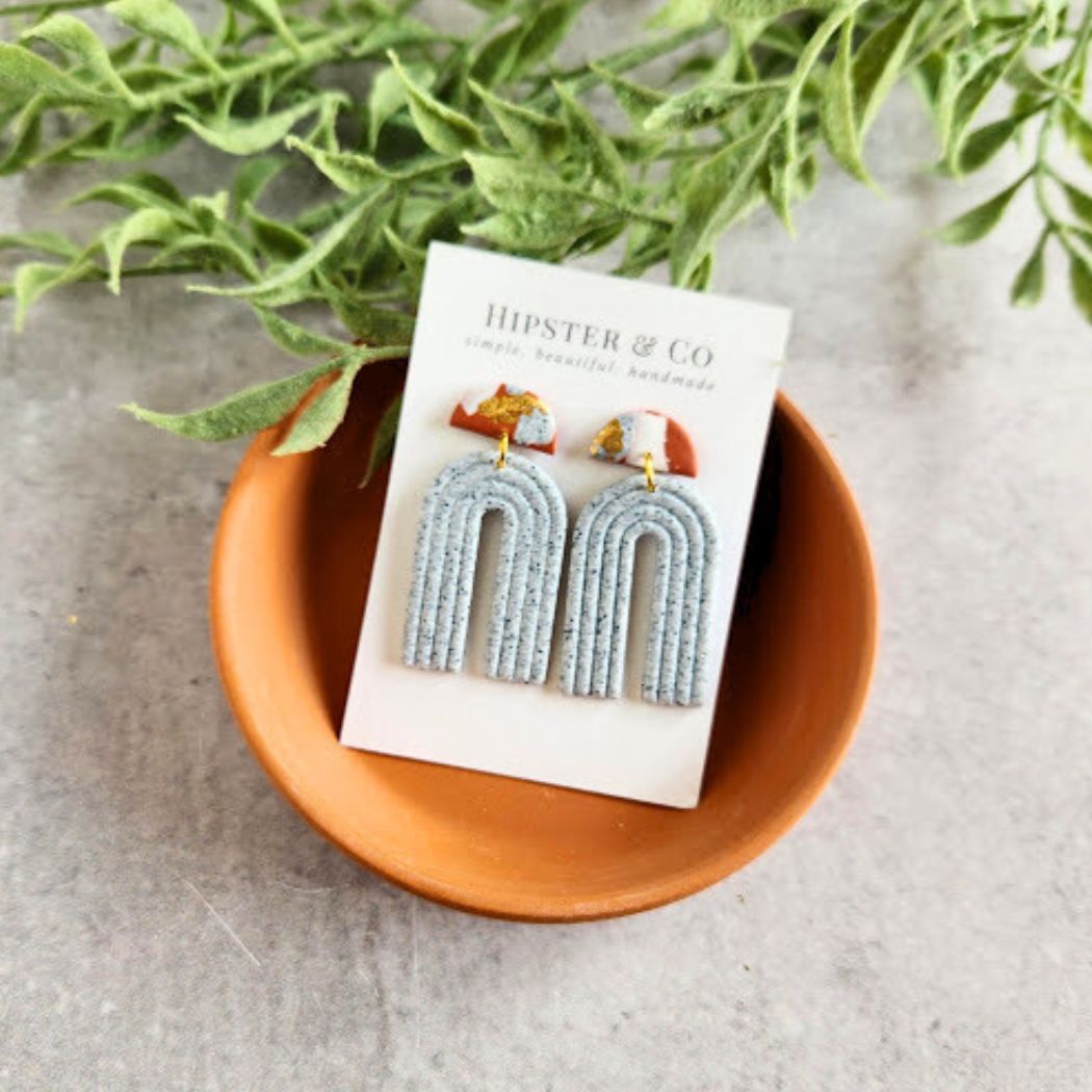 The Matty Polymer Clay Dangle Earrings in Terracotta