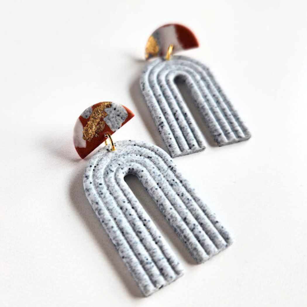 The Matty Polymer Clay Dangle Earrings in Terracotta