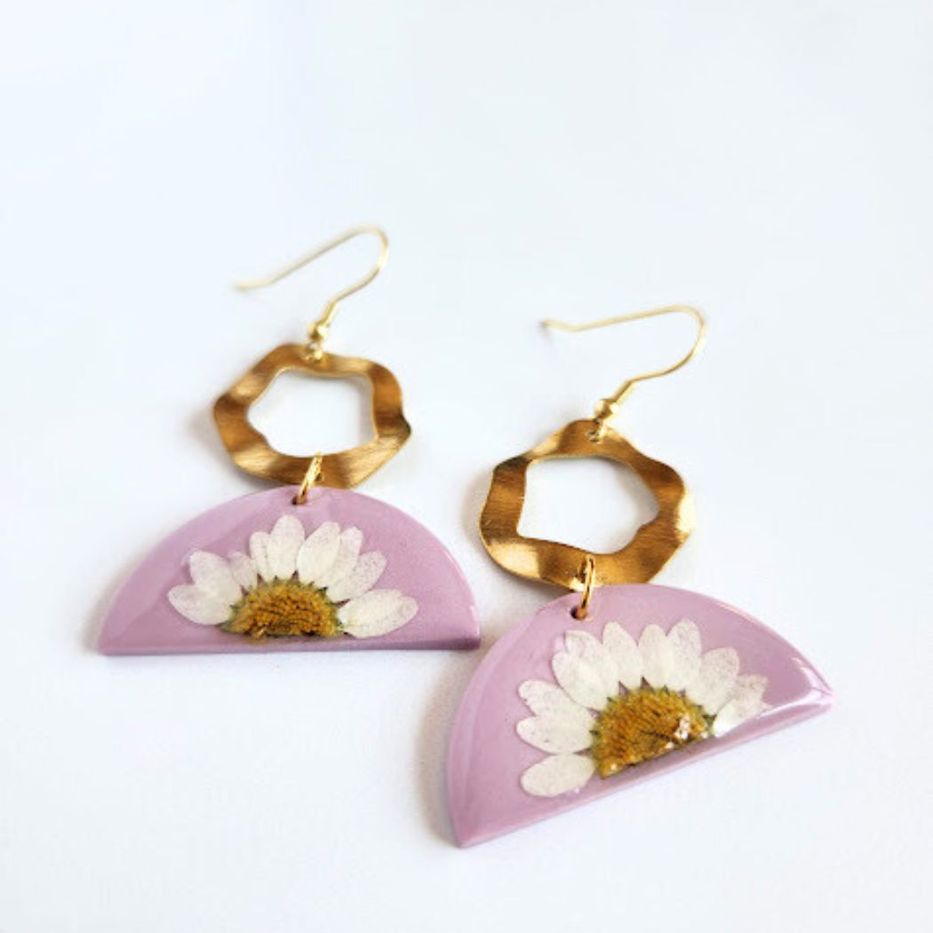 Geometric Floral Polymer Clay Earrings
