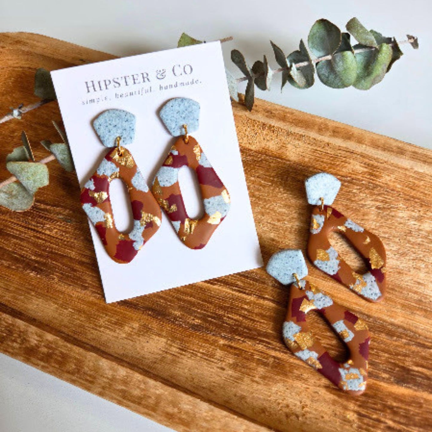 Red and Brown Polymer Clay Earrings