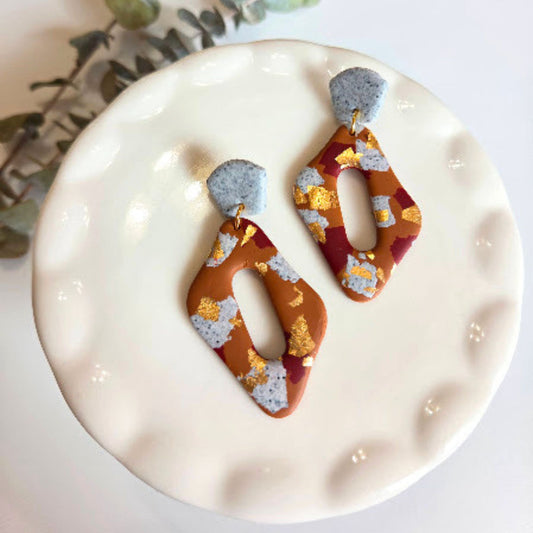 Red and Brown Polymer Clay Earrings