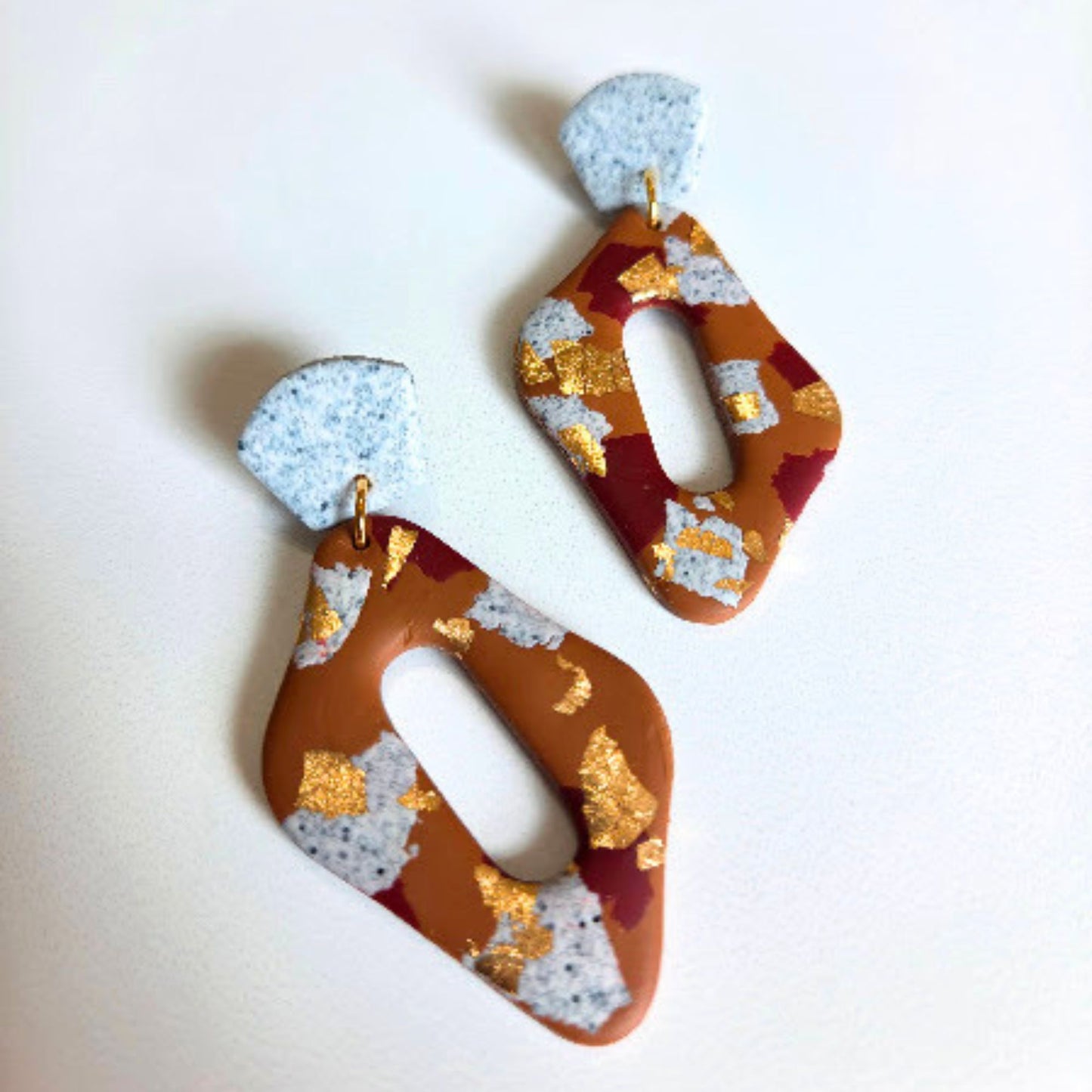 Red and Brown Polymer Clay Earrings